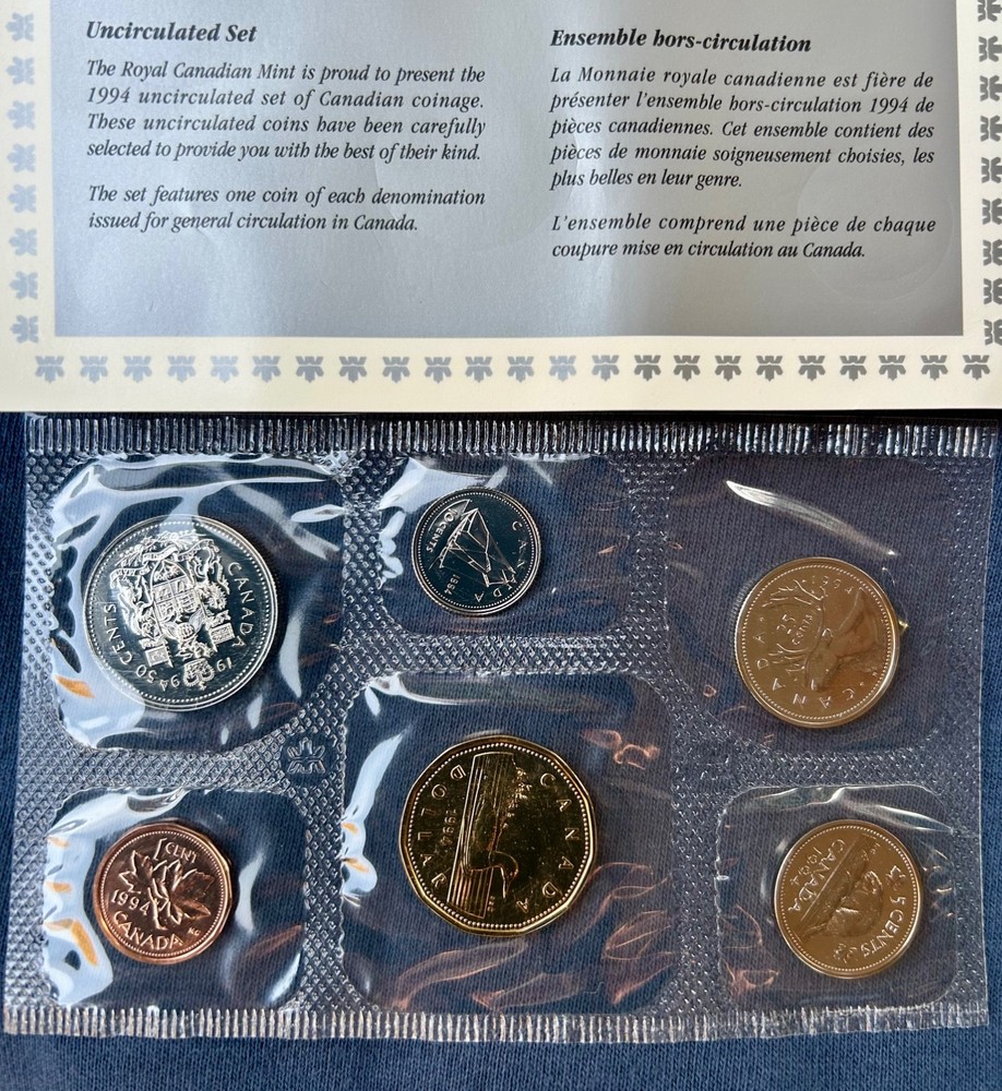 1994 Prooflike Uncirculated Canadian Coin Set