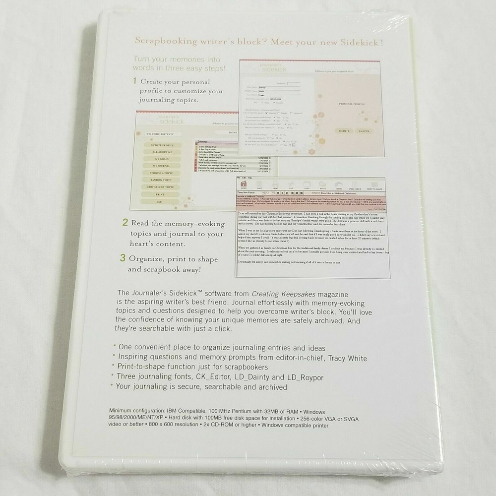 NEW Creating Keepsakes Journaler's Sidekick CD Scrapbooking Software Crafts -G