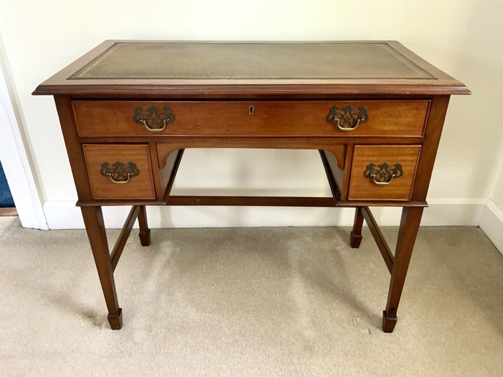 Vintage Georgian Walnut Writing Table With Tooled Leather Top