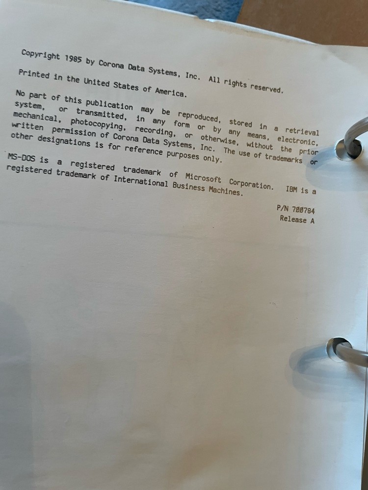 1985 Corona Data Systems Laser Printer Training Session Users Manual W/Software