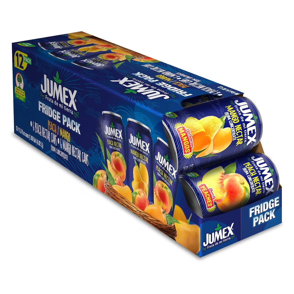 Jumex Mango Peach Nectar Drink 11.3 fl oz Cans 12 Pack Refreshing Beverage