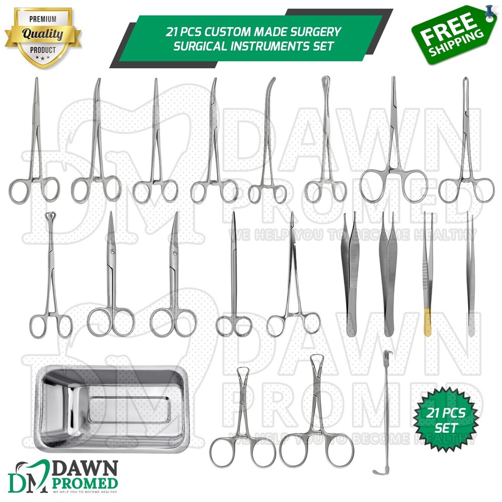 21 Pcs Custom Made Surgery Surgical Instruments Set German Grade