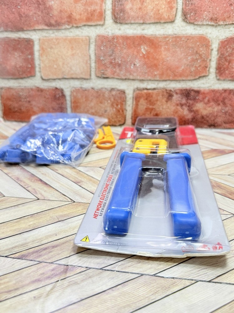 Network Electronic Tools RJ45 Crimp Tool Kit w/ Wire Stripper, Covers New