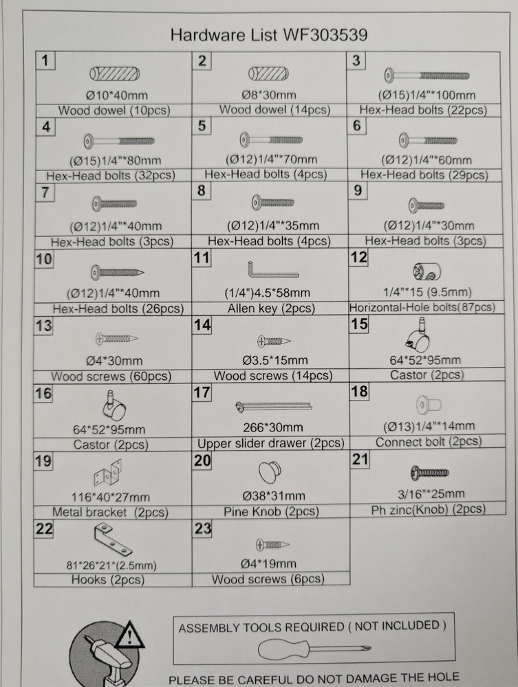 Hardware Kit For Crib, Bed Frame, Bunk Bed