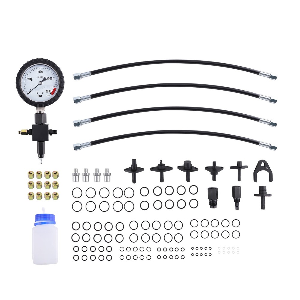 Diesel Engine Common Rail Pressure Test Kit 2000BAR Diagnostic Tool with Hoses