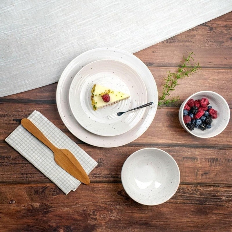 Complete Stoneware Dinnerware Set Family Meals & Entertaining Kitchen Essentials