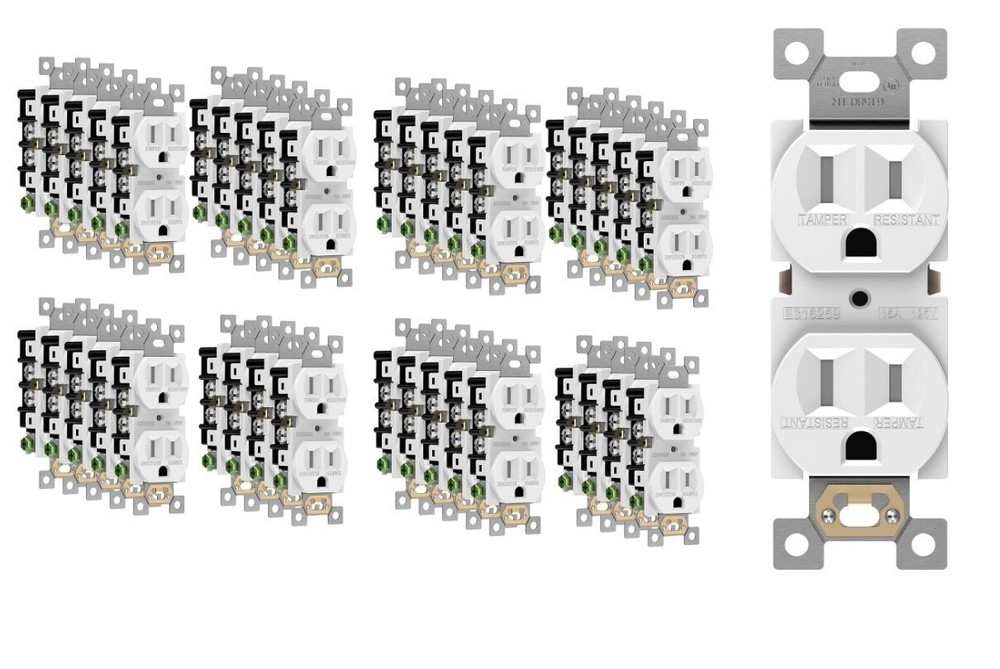 Duplex Receptacle Outlet Tamper-Resistant Electrical Wall Outlets 40-Pack