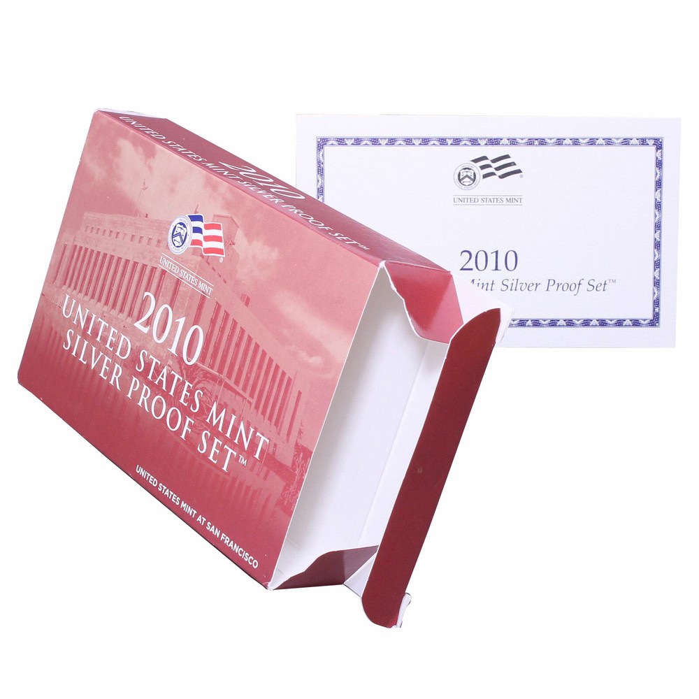 Empty Packaging Replacement Silver Proof Set Red Box & COA No Coins 2010