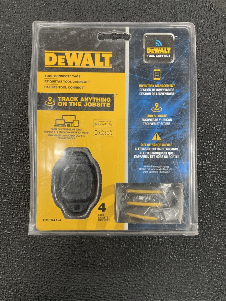 NEW! DeWALT Bluetooth Tracker Tool Connect Tags (4 pack)  DCE041-4 M2