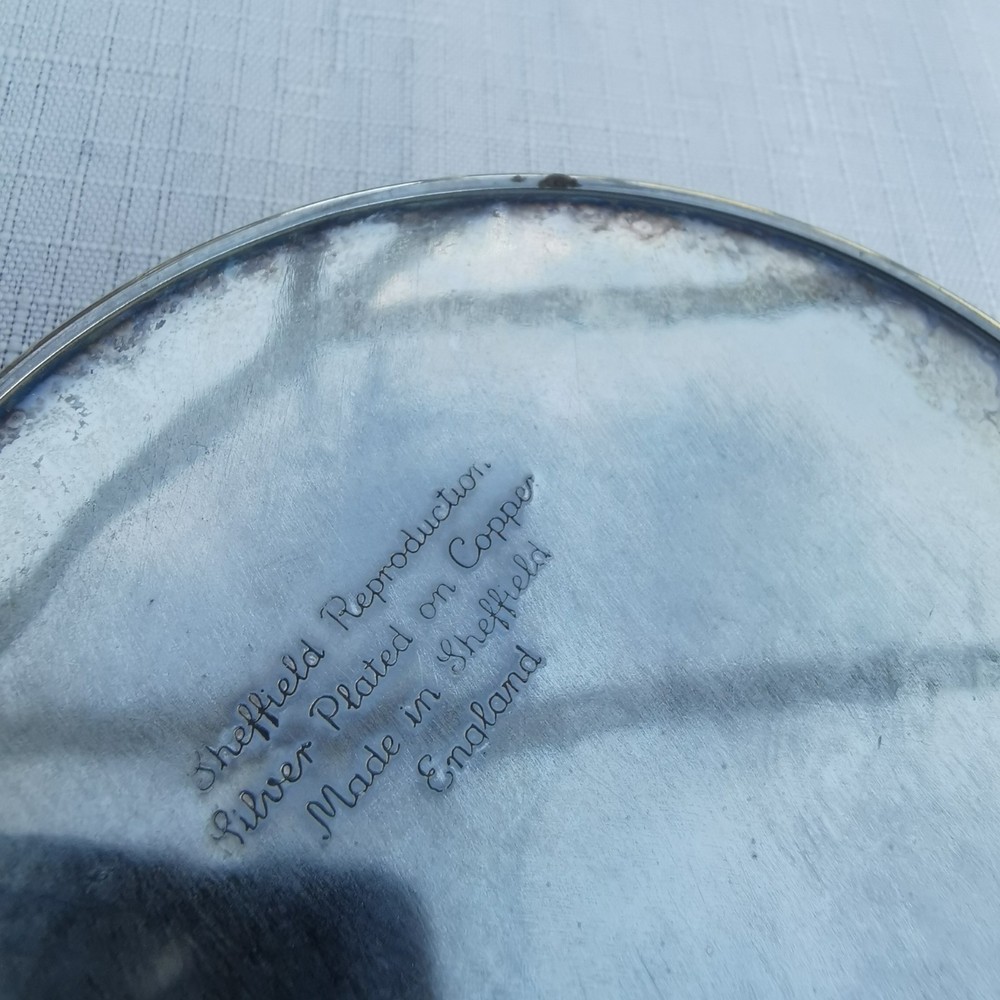 Vintage Silver Plate On Copper Coaster Pattern 10cm Sheffield