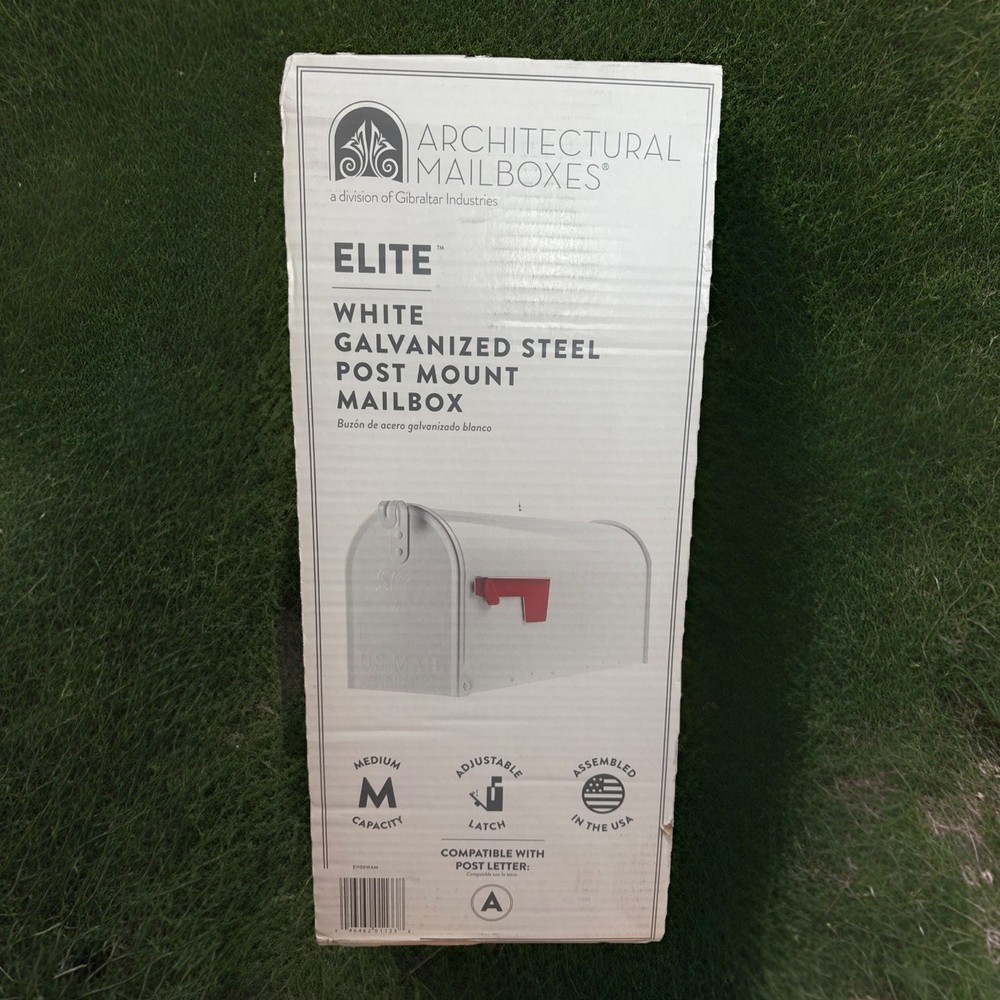 Architectural Mailboxes Elite White, Large, Steel, Post Mount Mailbox (E1100WAM)