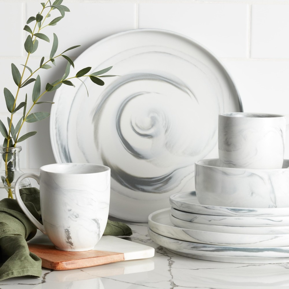 Brighton 16-Piece Dinnerware Set Porcelain, Gray