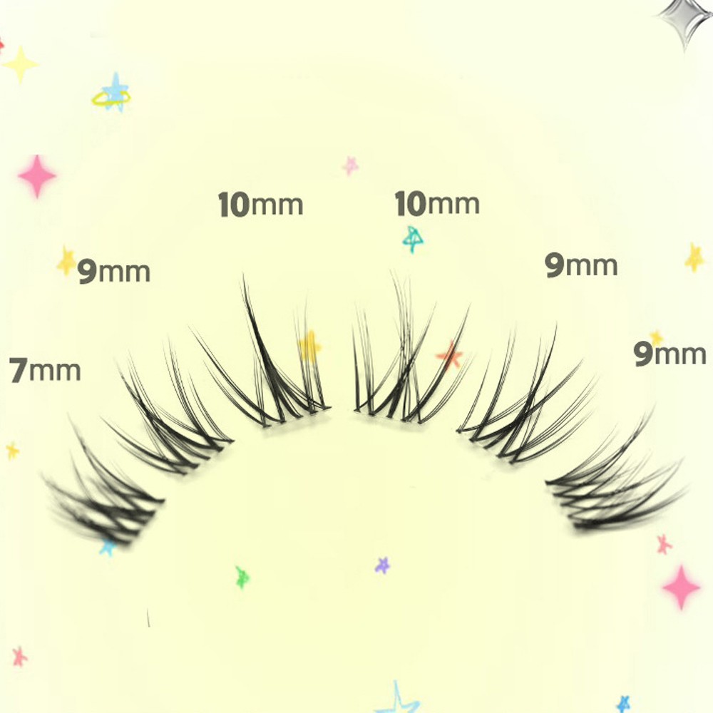 10 Rows V Cross False Eyelashes Natural Segment Clusters Black 7-10mm