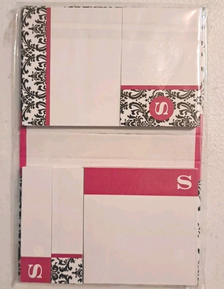 Adhesive Notes Monogrammed S Sticky Desk Paper Foldable Various Sizes 250 Sheets