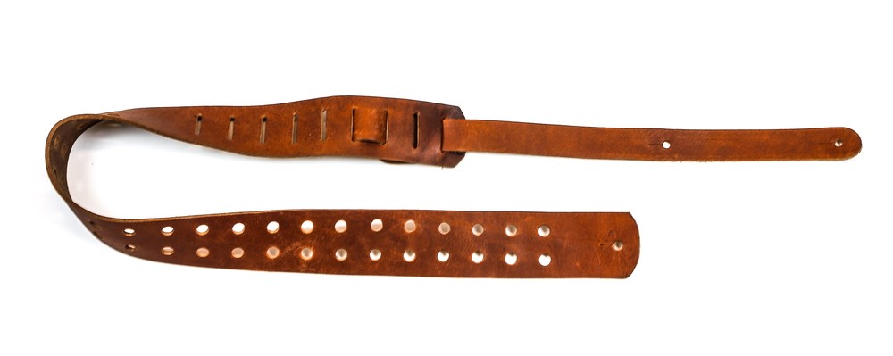 2 1/4" Wide Double Hole Tan Saddle Cowhide Classic Guitar Strap