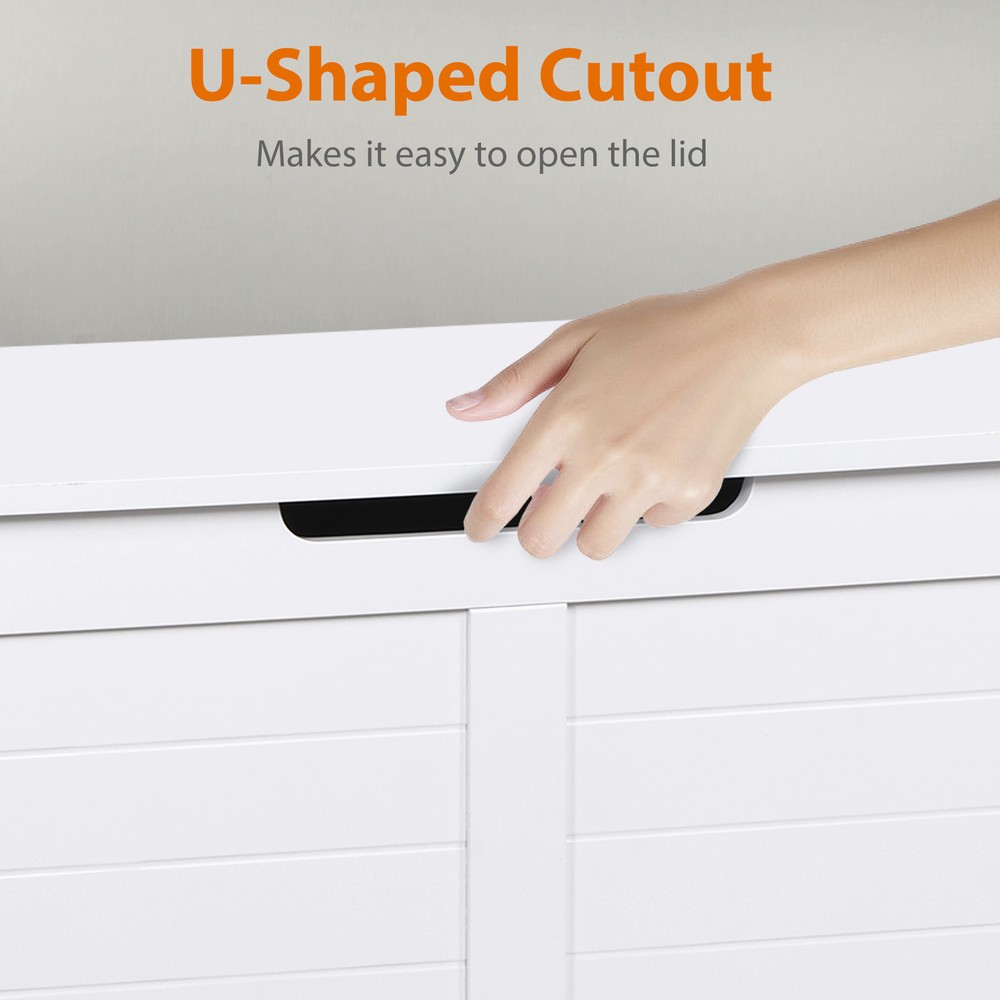Wood Trunk Flip-Top Toy Box Storage Organizer Bench with Safty Hinge White
