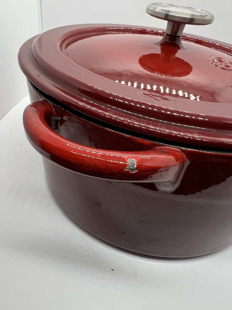 Calphalon 5 Quart Red Cast Iron Enameled Pot Dutch Oven