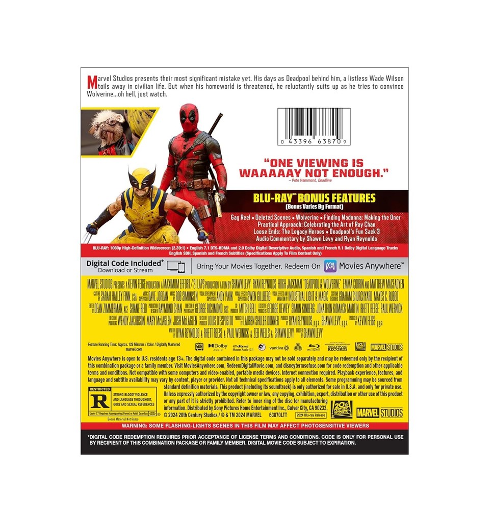 New Deadpool and Wolverine (Blu-ray + Digital)