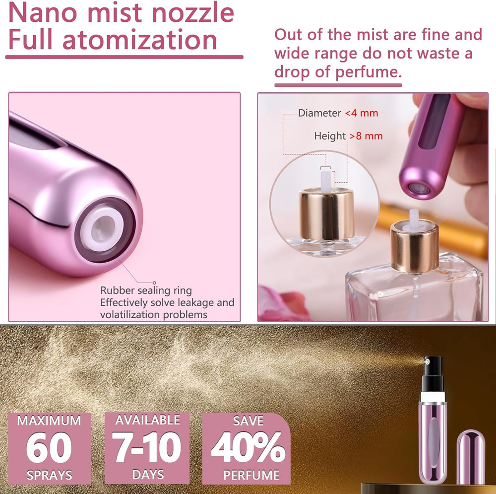 4 Pcs Mini Refillable Perfume Atomizer Bottles - Travel Spray Set