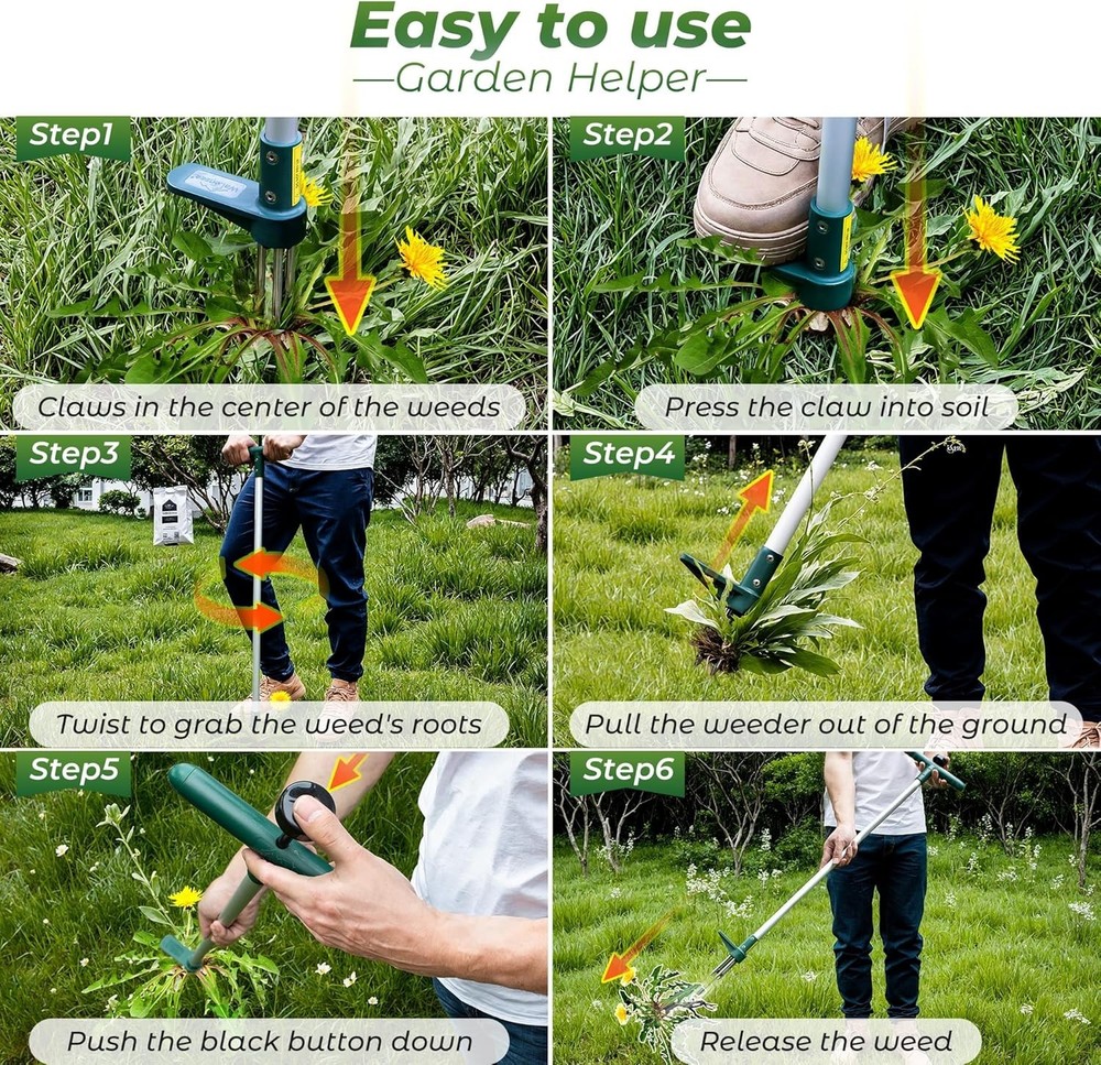 Stand Up Weeder Hand Tool with 3 Claws