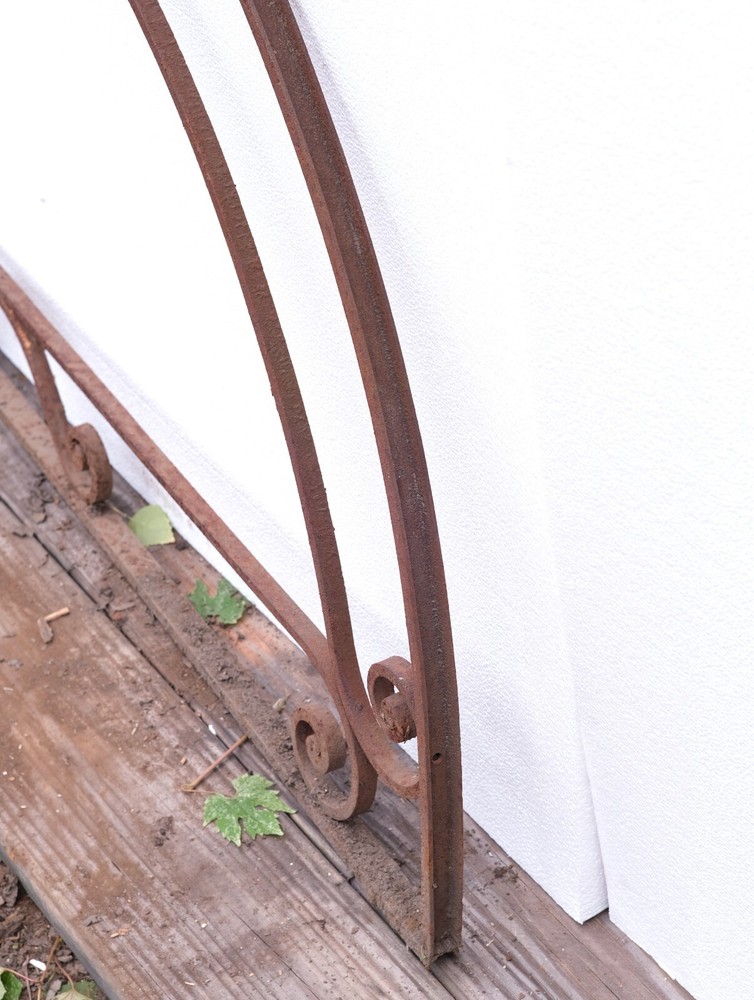 Antique Arched Spiraled Wrought Iron Transom Window