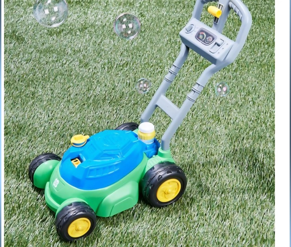 Play Day Push N Bubble Mower Toy with Realistic Sounds! & 4oz Bubble Solution