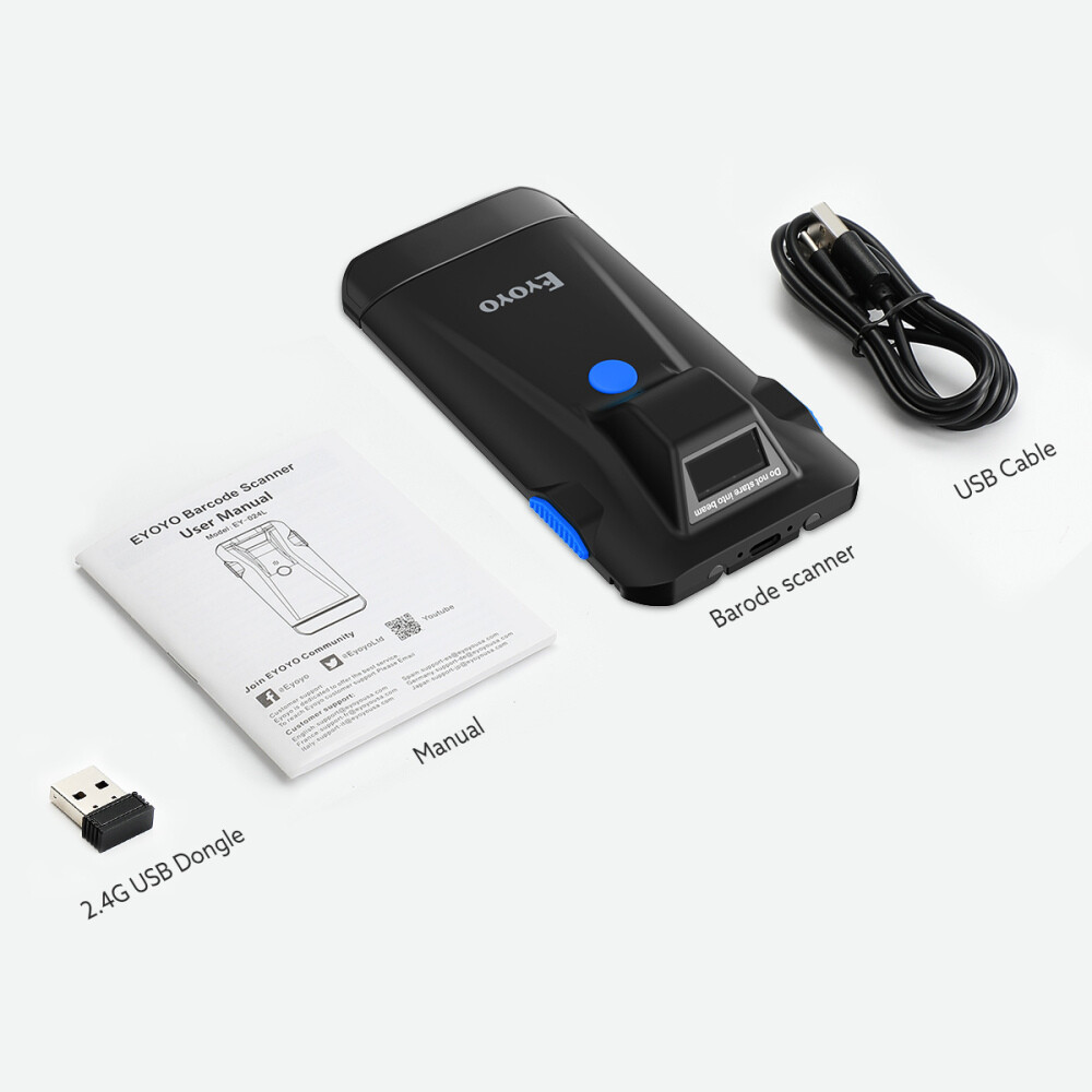 2D QR Wireless Bluetooth Barcode Scanner,Phone Back Clip for iPhone,Android, iOS