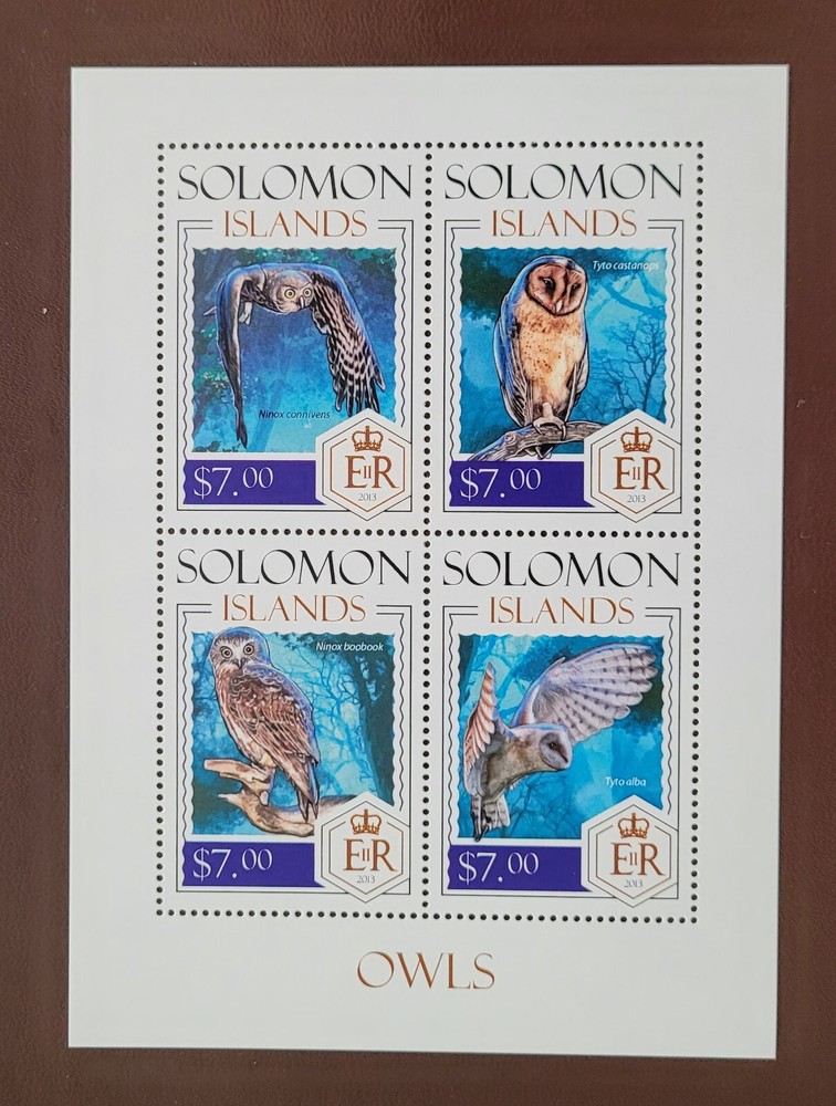 Solomon Island 2013 / Birds - Owls / 4v ms