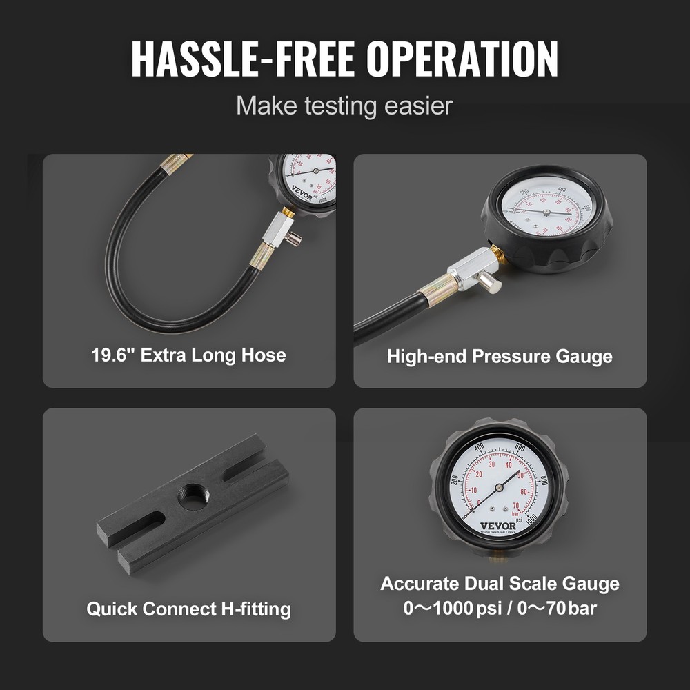 VEVOR Diesel Engine Cylinder Compression Tester Pressure Test Tool Kit 18 PCS