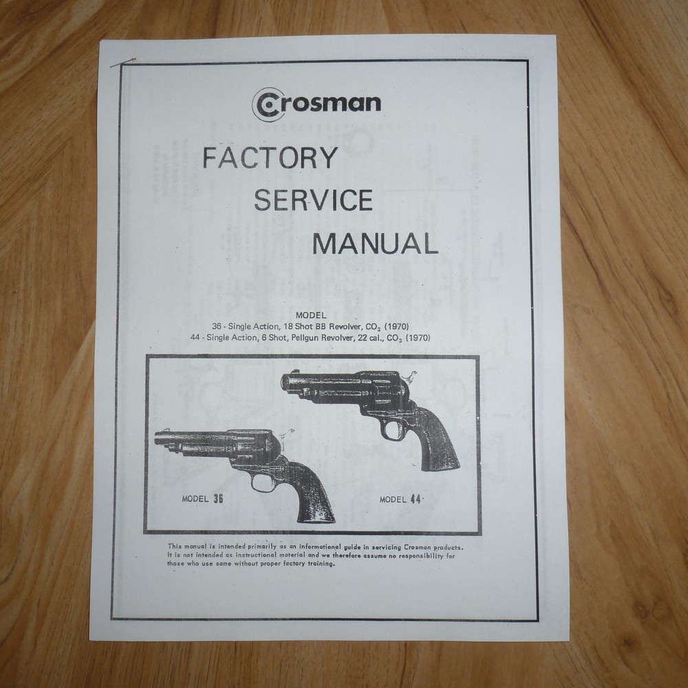 Crosman 36 & 44 Complete Factory Service Manual With Exploded Views