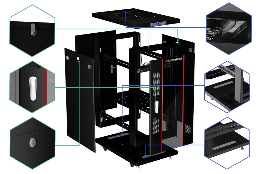 Sysracks 18U 39'' Deep IT Network Data Server Rack Cabinet