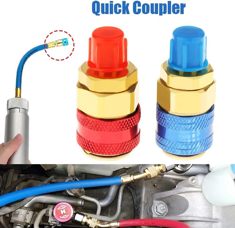 2 A/C HVAC Automotive Air Conditioning Quick Coupler Low High Side Freon Adapter