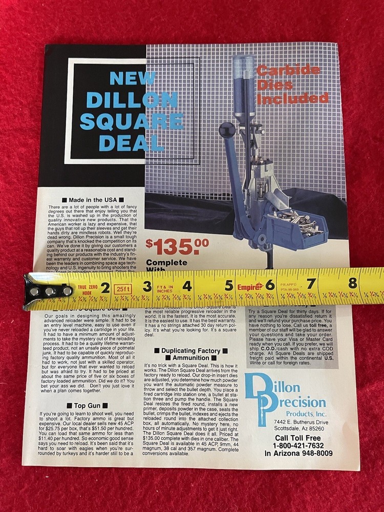 Vintage 1987 Dillon Precision Reloading Equipment Print Ad Ammo