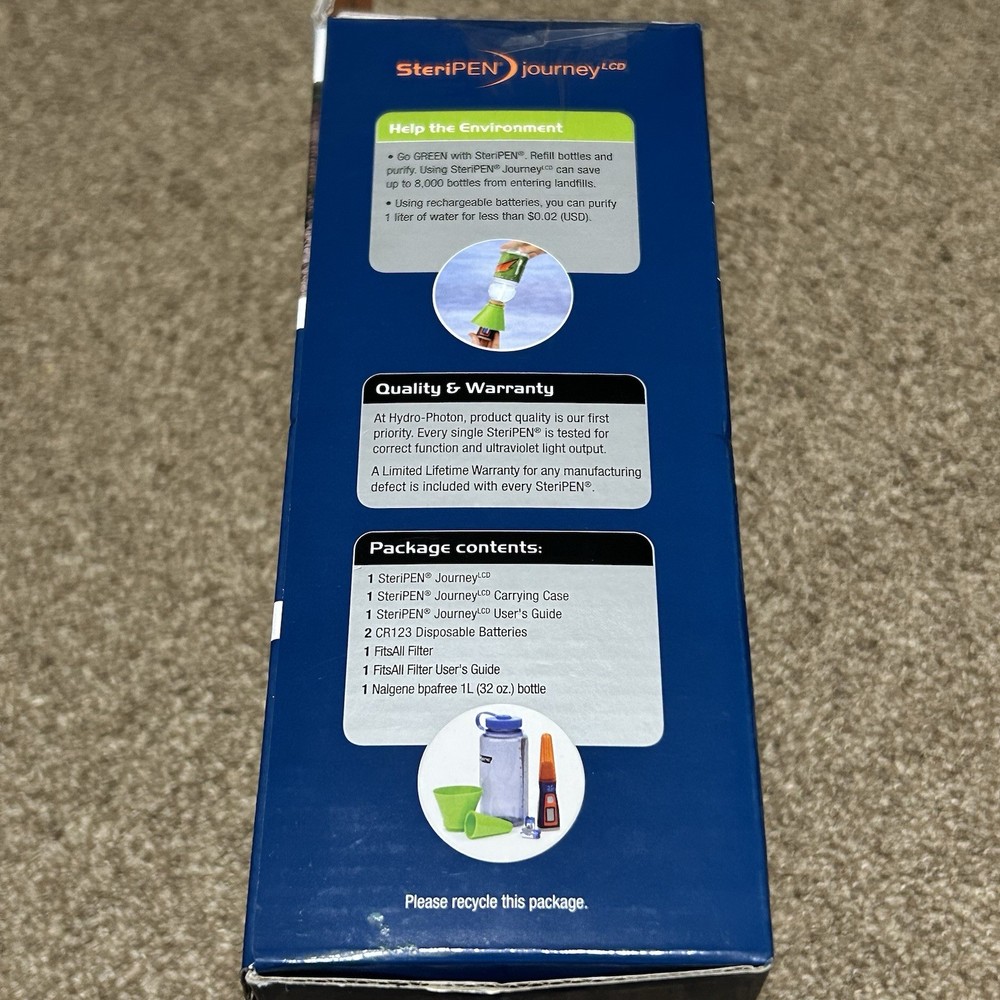 NEW Steripen Journey LCD Safe Water System SEALED