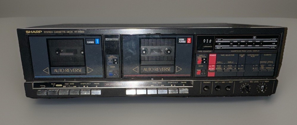 VTG Dual Cassette Sharp RT-W800 Deck W/ Auto Reverse TESTED WORKS!