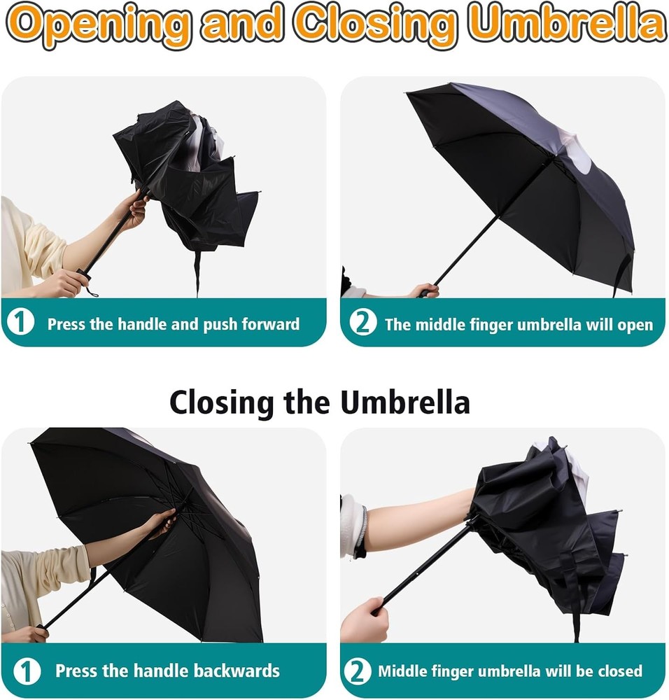 Middle Finger Umbrella, Funny Folding a Creative Gag Gift for Men...