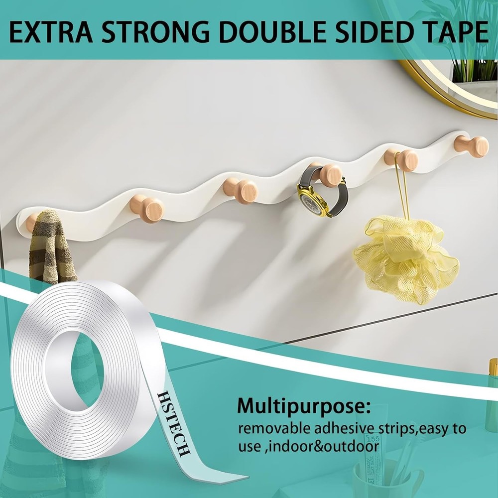 Heavy Duty 1/2in Clear Double Sided Tape - 10ft Removable Adhesive Solution