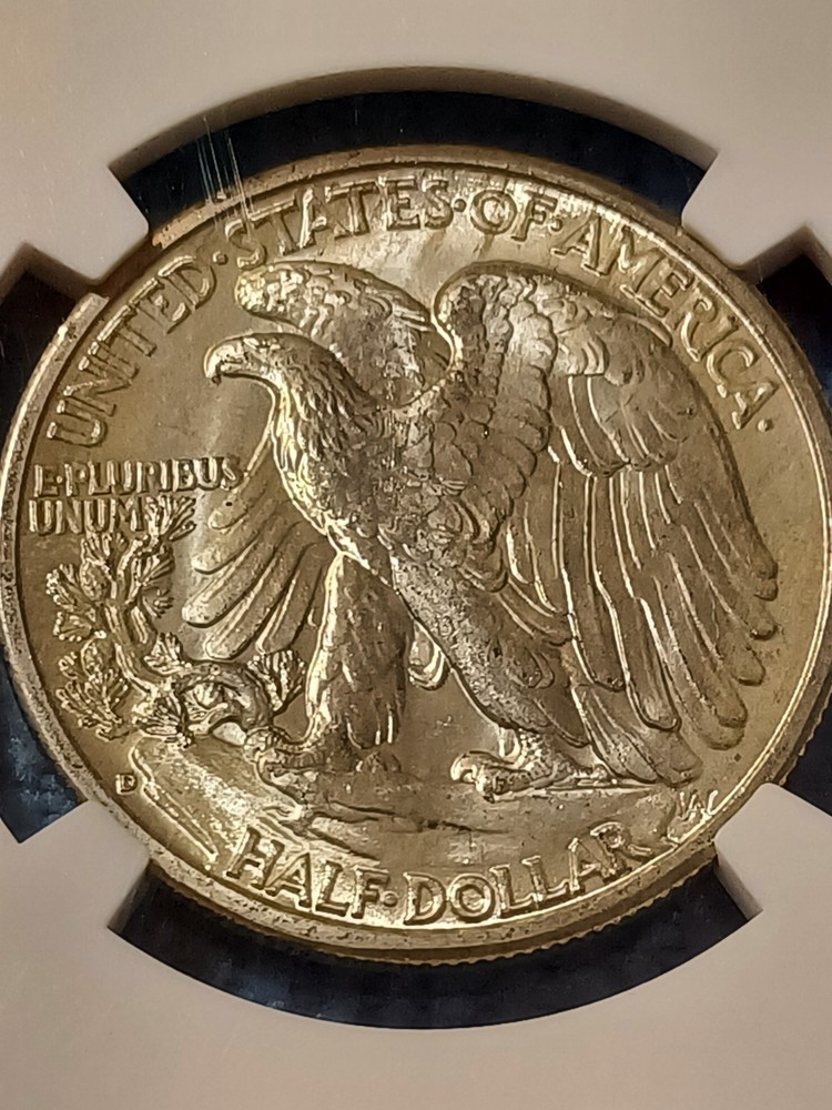 1944D Walking Liberty Half Dollar NGC MS66 Original Full Luster
