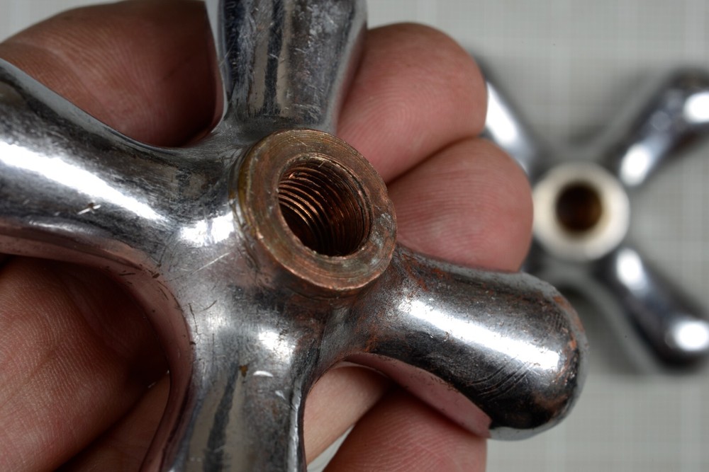 Vintage Original Solid Brass Cross Style Handles.