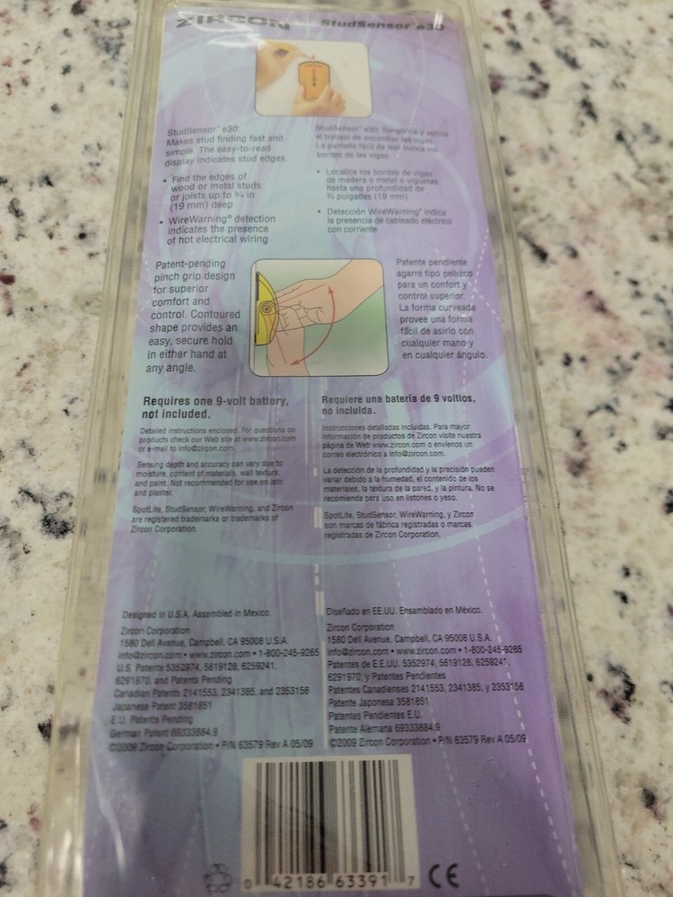 Zircon Edge Finding Stud Sensor e30 Stud Finder With Wire Warning Detection