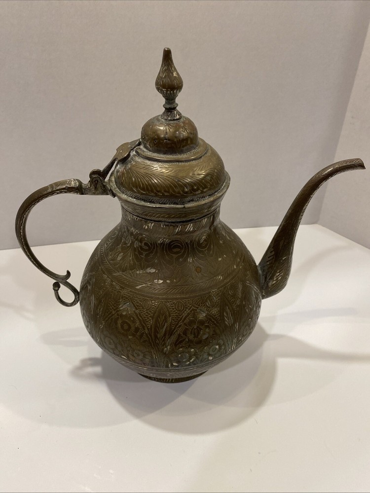 Antique Collectible Etched Design Tea Pot
