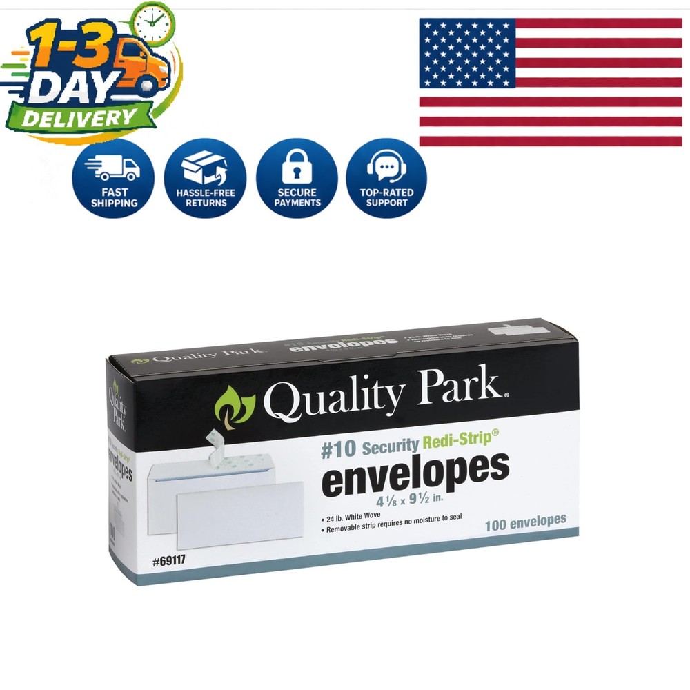 Letter Size Security Envelopes, 100 Pack - Self-Sealing for Maximum Protection