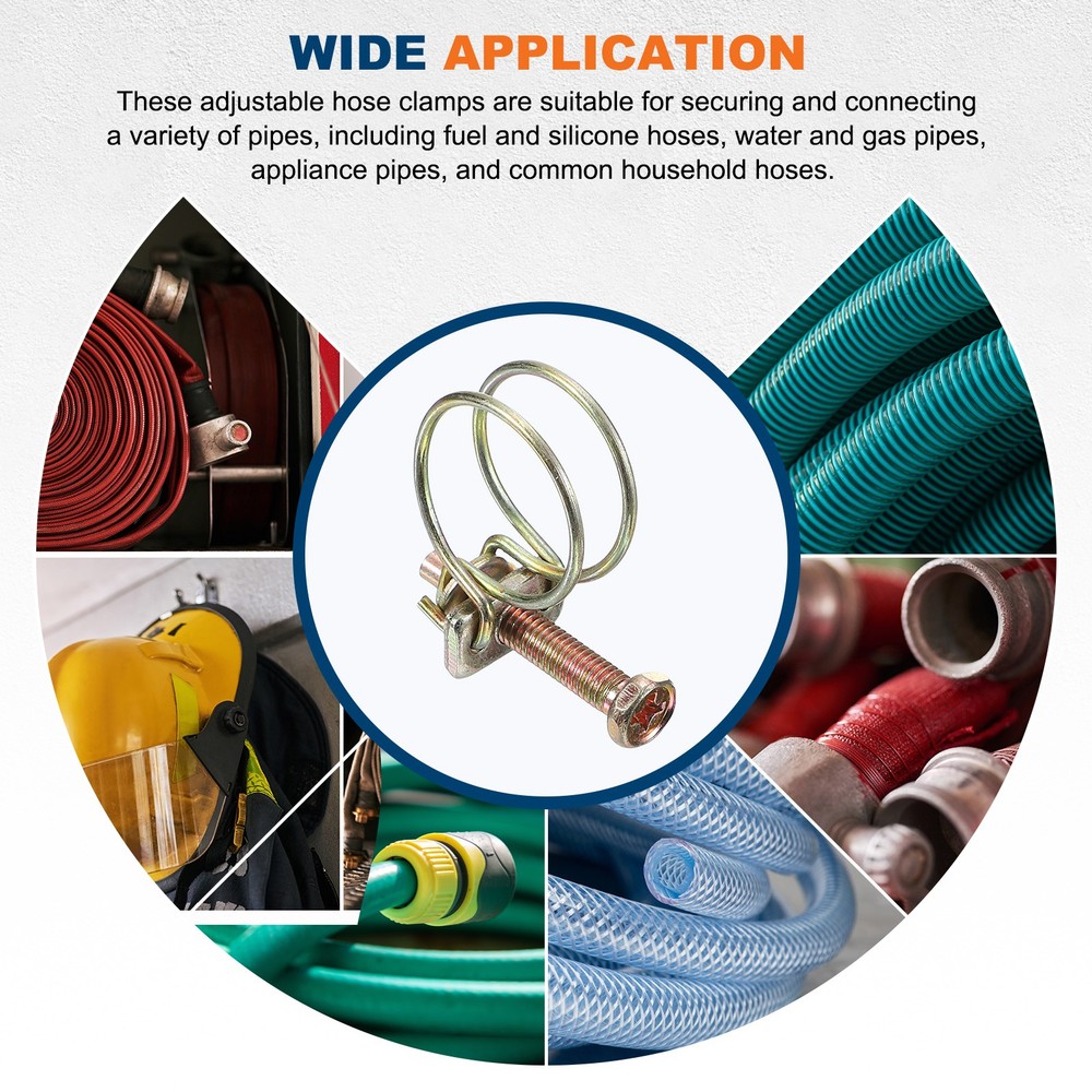 10Pcs 18-20mm Adjustable Double Wire Hose Clamp for Pump Hose