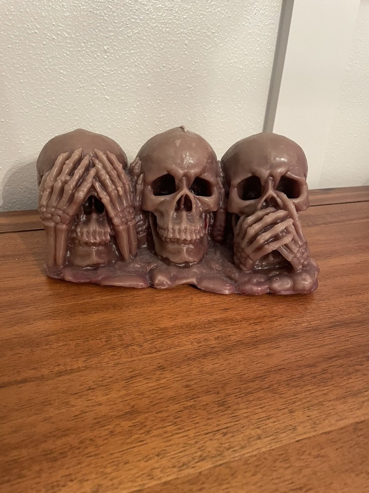 Skull-skeleton Candle Decor-see No Evil Hear No Evil Speak No Evil