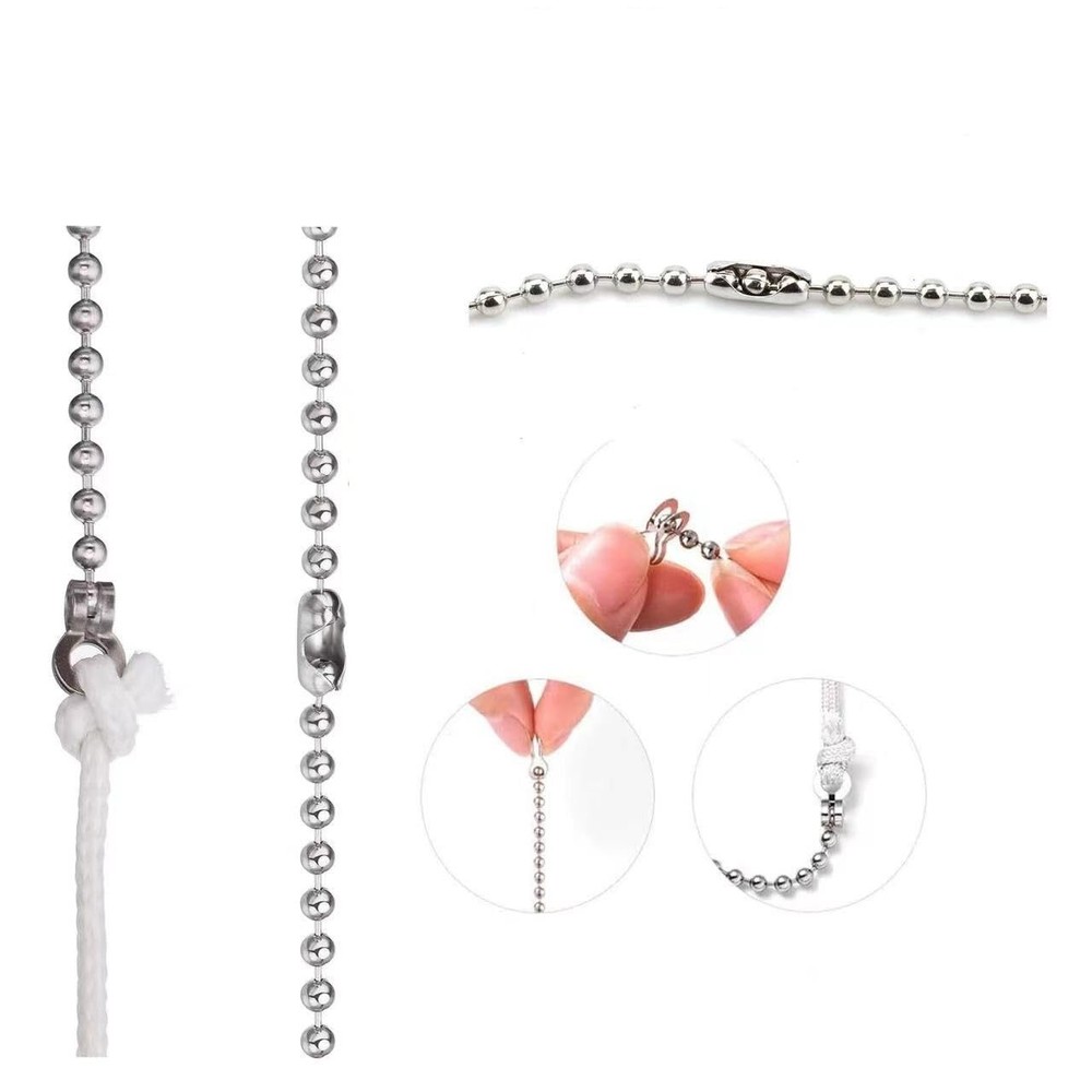 2 Pack Pull Chain String Extension with Connector for Ceiling Fan Silver