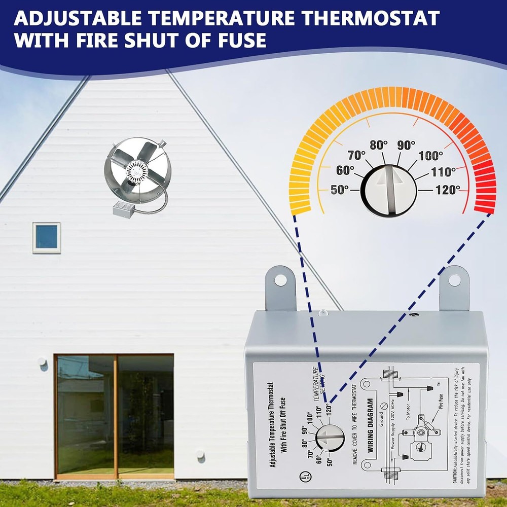 58034 Adjustable Thermostat Replacement Temperature Control Switch for Attic Fan