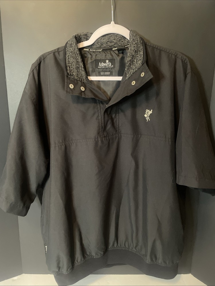 Ashworth Weather System Golf Pullover Jacket Men’s M Black Water Wind Resistant