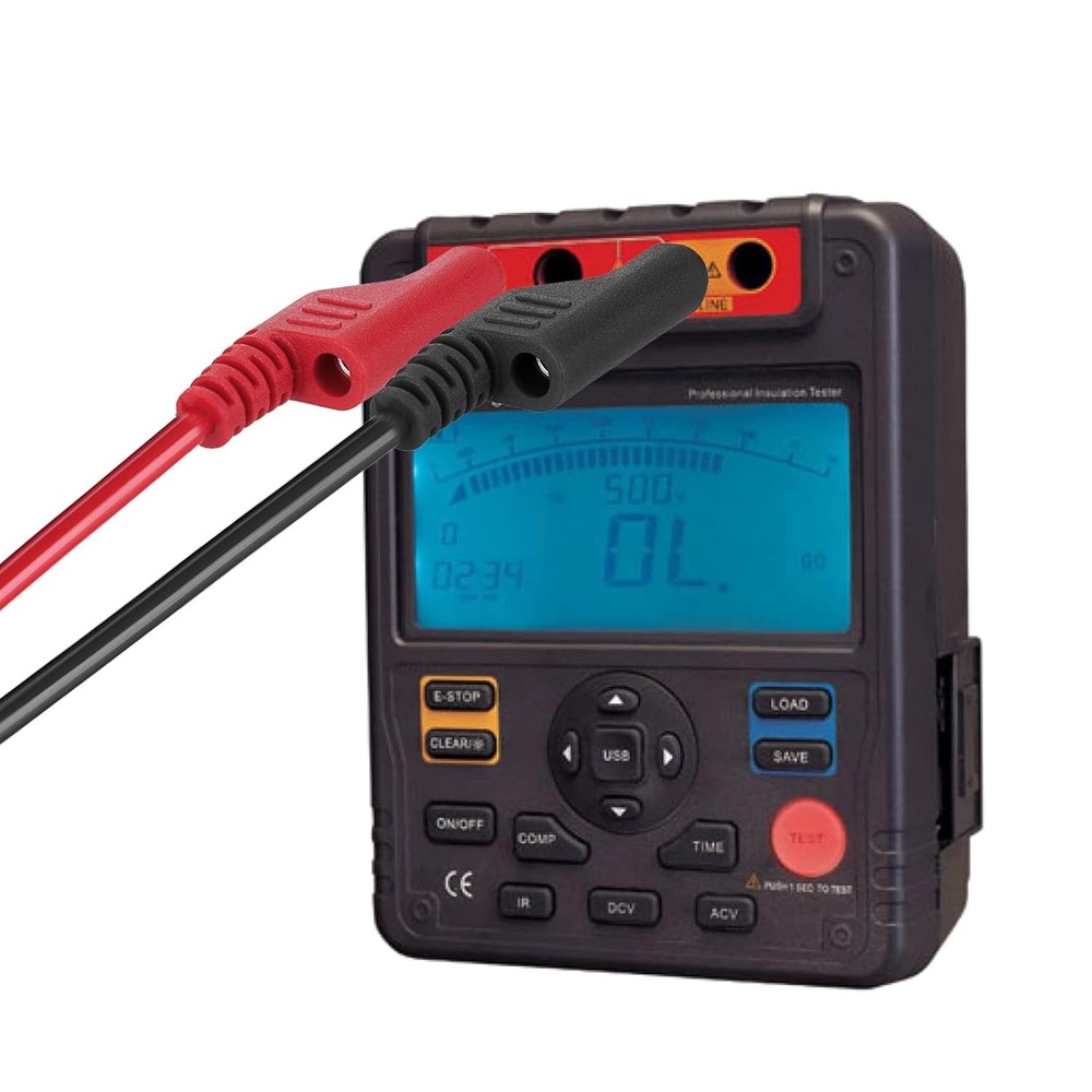 Stackable banana plug test cables for multimeters.