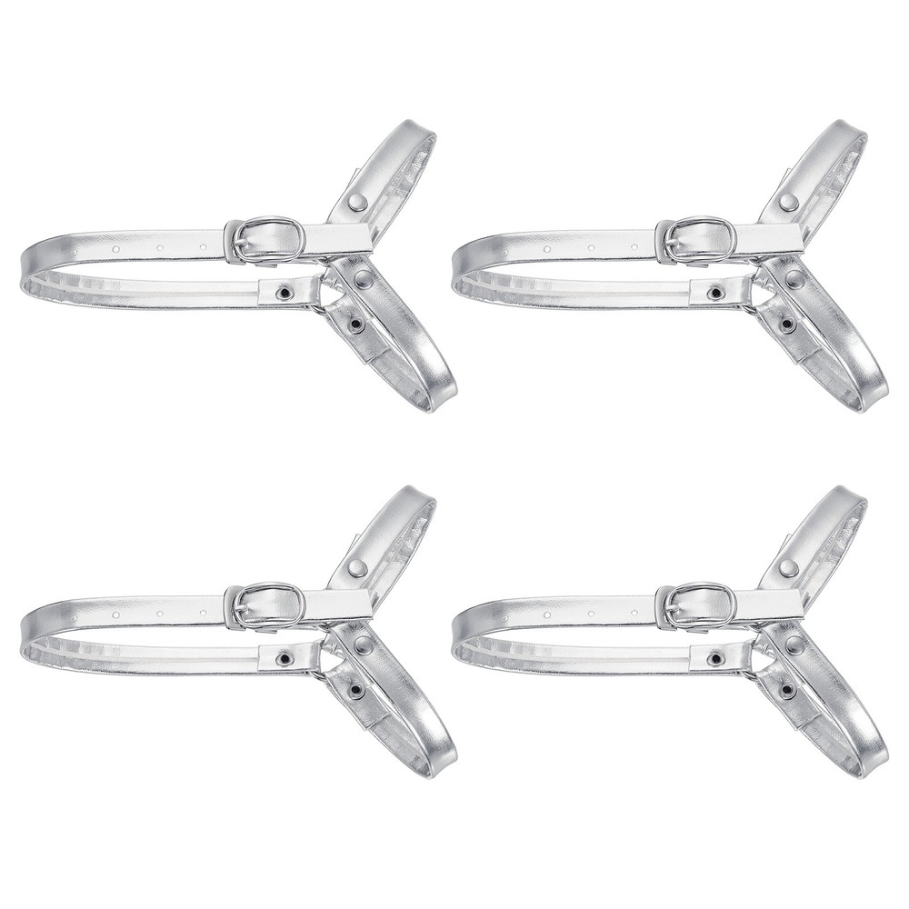 2Pairs Detachable Shoe Straps for Heels, Adjustable Ankle Strap, Bright Silver