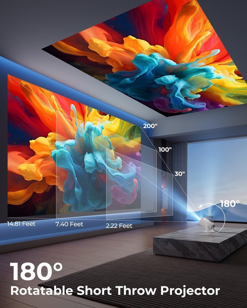 Mini Projector with WiFi and Bluetooth Built-in Apps Smart Projector Support 4K